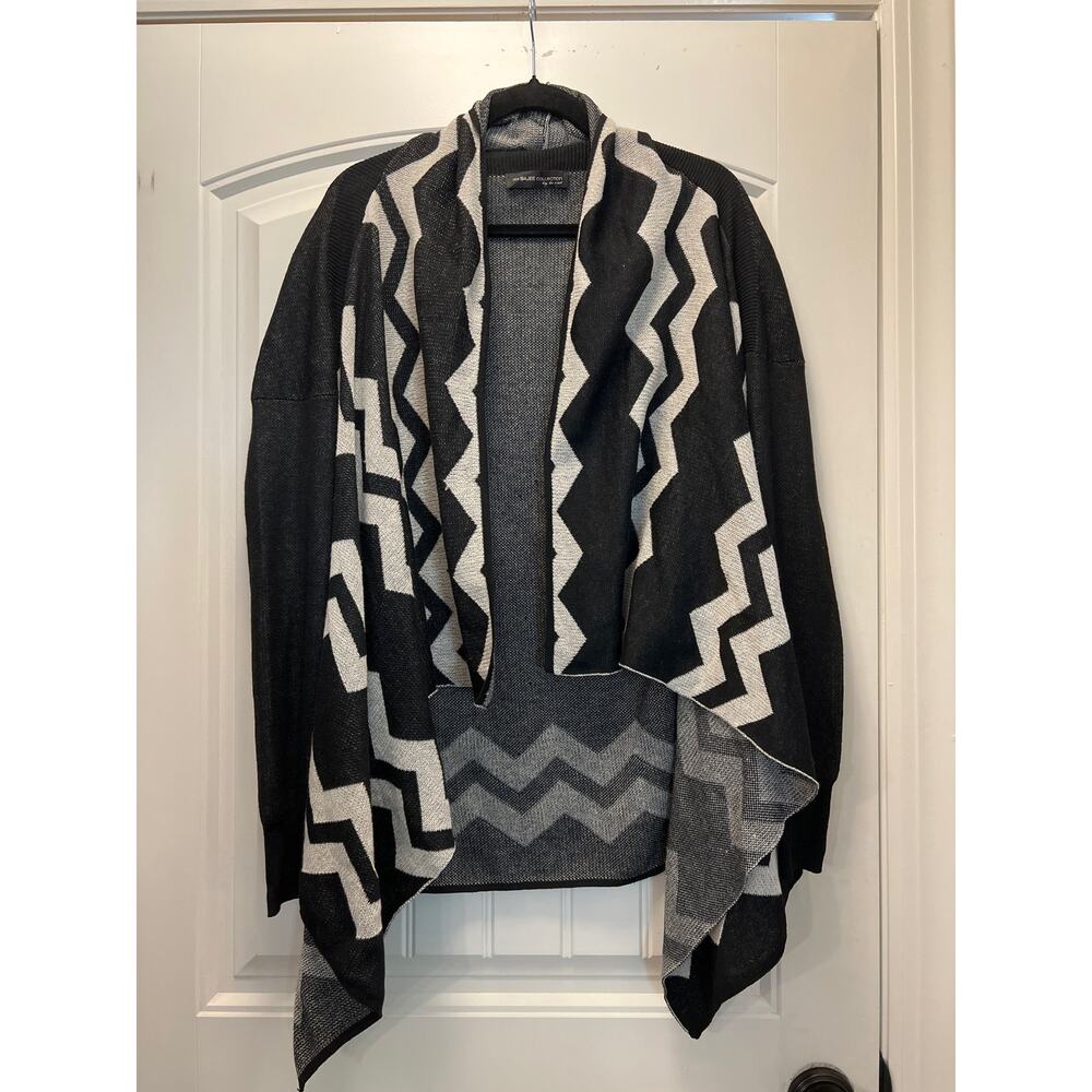 My Bajee Collection Women’s Open Front Cardigan Sweater Size M/L Black Beige